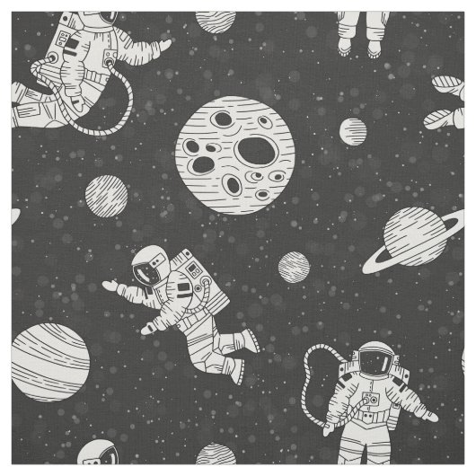 Astronauten in de ruimte zwart-wit stof (Swatch)