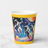 Astronauten in een pastelstelsel papieren bekers (Achterkant)