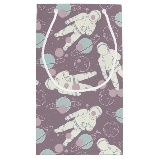 Astronauten in het ruimtepatroon klein cadeauzakje (Achterkant)