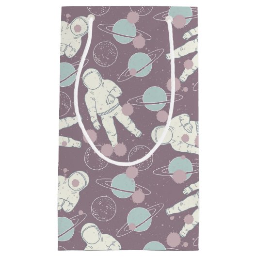 Astronauten in het ruimtepatroon klein cadeauzakje (Voorkant)