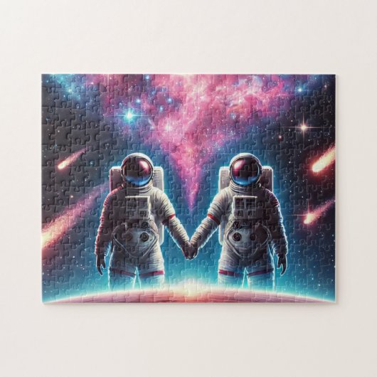 Astronauten in Liefde Galaxy Jigsaw Puzzel (Horizontaal)