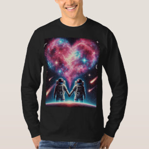 Astronauten in liefde T-shirt met lange mouwen