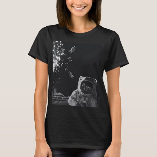 Astronauten Nieuwjaar Vuurwerk T-shirt (Voorkant)