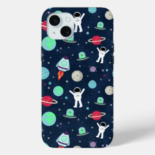 Astronauten Planeten Raketten en Buitenaardse Weze iPhone 15 Mini Hoesje