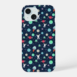 Astronauten Planeten Raketten en Buitenaardse Weze iPhone 15 Case