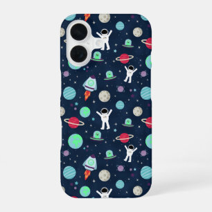 Astronauten Planeten Raketten en Buitenaardse Weze iPhone 16 Hoesje