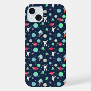 Astronauten Planeten Raketten en Buitenaardse Weze iPhone 15 Plus Case