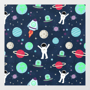 Astronauten Planeten Raketten en Buitenaardse Weze Raamsticker