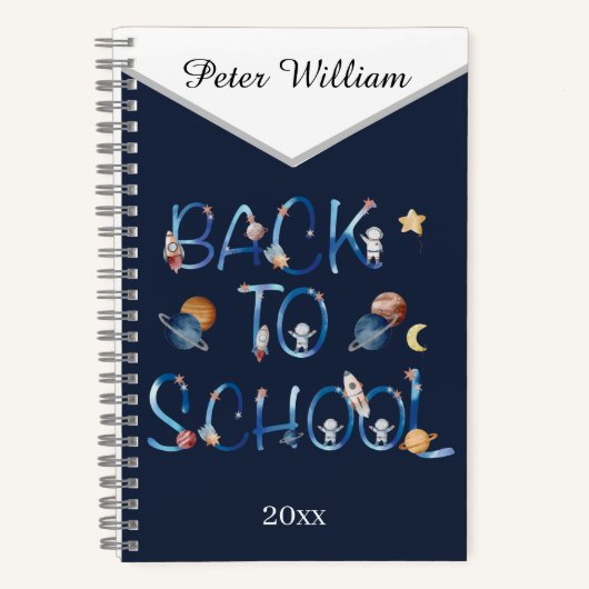 Astronauten Planeten Ruimte, Terug naar School  Notitieboek (Voorkant)
