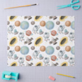 Astronauten, raketten en planeten op witte ontkopp tissuepapier (Craft)