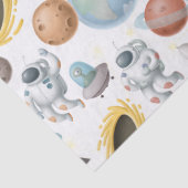 Astronauten, raketten en planeten op witte ontkopp tissuepapier (Detail)