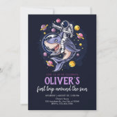 Astronauten rijden op een haai in de ruimte met de kaart (Voorkant)