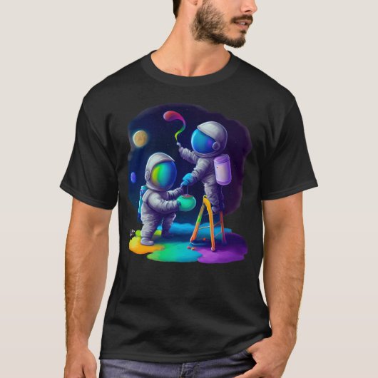 Astronauten schilderen ruimte t-shirt (Voorkant)