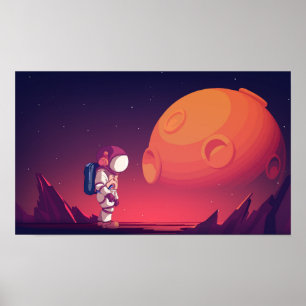 Astronauten verkennen de ruimte met sterren en pla poster