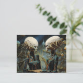 Astronauten verloren in een droomwereld buitenaard briefkaart (Staand voorkant)