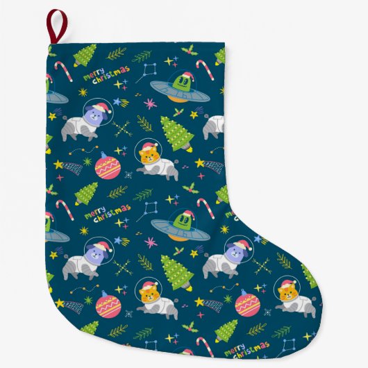 Astronauten voor dieren grote kerstsok (Voorkant)