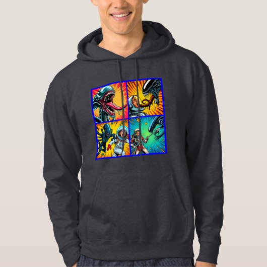 Astronauten vs Alien Pop Art Hoodie (Voorkant)
