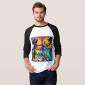 Astronauten vs Alien Pop Art T-shirt (Voorkant volledig)