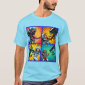 Astronauten vs Alien Pop Art T-shirt (Voorkant)