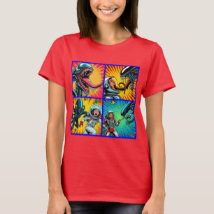Astronauten vs Alien Pop Art T-shirt