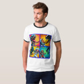 Astronauten vs Alien Pop Art T-shirt (Voorkant volledig)