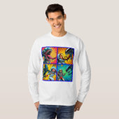 Astronauten vs Alien Pop Art T-shirt (Voorkant volledig)