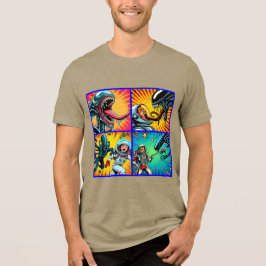 Astronauten vs Alien Pop Art Tri-Blend Shirt