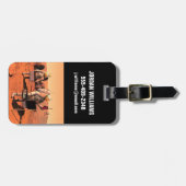 Astronauten zetten weerapparatuur op Mars in. Bagagelabel (Voorkant horizontaal)