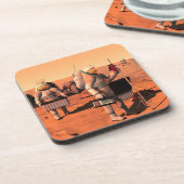 Astronauten zetten weerapparatuur op Mars in. Bier Onderzetter (Linkerzijde)