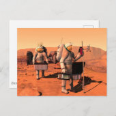 Astronauten zetten weerapparatuur op Mars in. Briefkaart (Voorkant / Achterkant)
