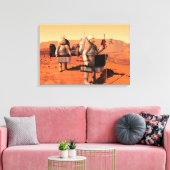 Astronauten zetten weerapparatuur op Mars in. Canvas Afdruk (Insitu (Woonkamer))