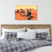 Astronauten zetten weerapparatuur op Mars in. Canvas Afdruk (Insitu (Slaapkamer))