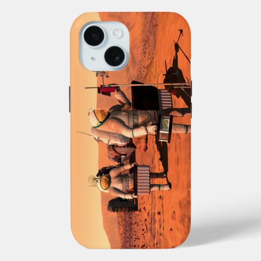 Astronauten zetten weerapparatuur op Mars in. Case-Mate iPhone Case (Achterkant)