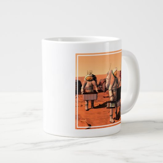 Astronauten zetten weerapparatuur op Mars in. Grote Koffiekop (Voorkant rechts)