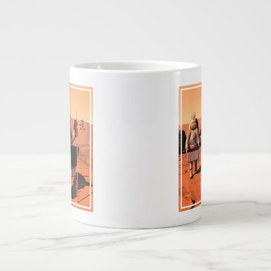 Astronauten zetten weerapparatuur op Mars in. Grote Koffiekop (Voorkant)