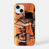 Astronauten zetten weerapparatuur op Mars in. iPhone 15 Case (Achterkant)