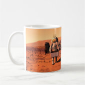 Astronauten zetten weerapparatuur op Mars in. Koffiemok (Links)