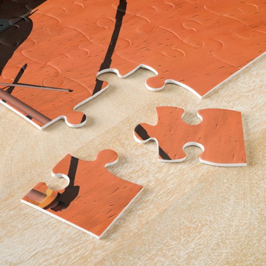 Astronauten zetten weerapparatuur op Mars in. Legpuzzel (Zijkant)