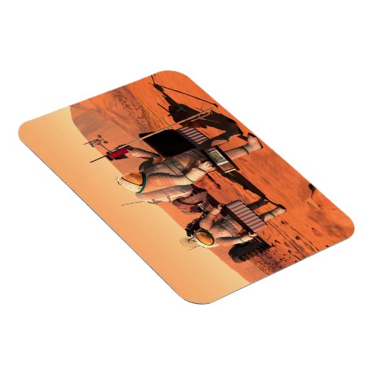 Astronauten zetten weerapparatuur op Mars in. Magneet (Rechterzijde)