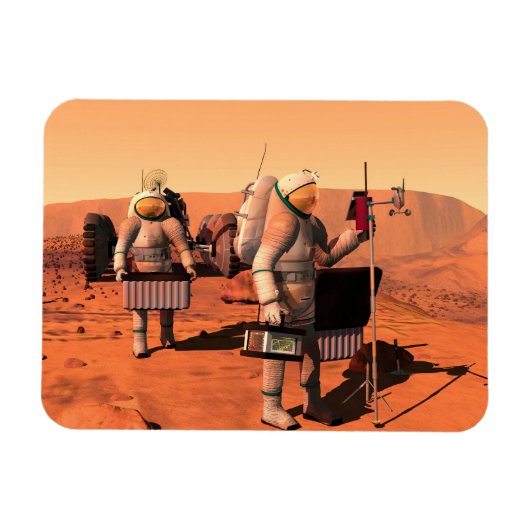 Astronauten zetten weerapparatuur op Mars in. Magneet (Horizontaal)