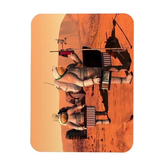 Astronauten zetten weerapparatuur op Mars in. Magneet (Verticaal)