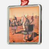 Astronauten zetten weerapparatuur op Mars in. Metalen Ornament (Links)