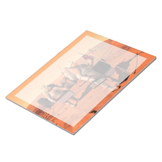 Astronauten zetten weerapparatuur op Mars in. Notitieblok (Schuin)