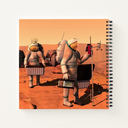 Astronauten zetten weerapparatuur op Mars in. Notitieboek (Achterkant)