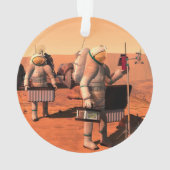 Astronauten zetten weerapparatuur op Mars in. Ornament (achterkant)