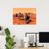 Astronauten zetten weerapparatuur op Mars in. Poster (Thuiskantoor)