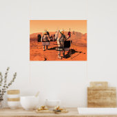 Astronauten zetten weerapparatuur op Mars in. Poster (Keuken)