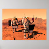 Astronauten zetten weerapparatuur op Mars in. Poster (Voorkant)