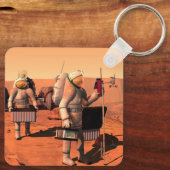 Astronauten zetten weerapparatuur op Mars in. Sleutelhanger (Achterkant)