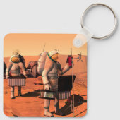 Astronauten zetten weerapparatuur op Mars in. Sleutelhanger (Achterkant)